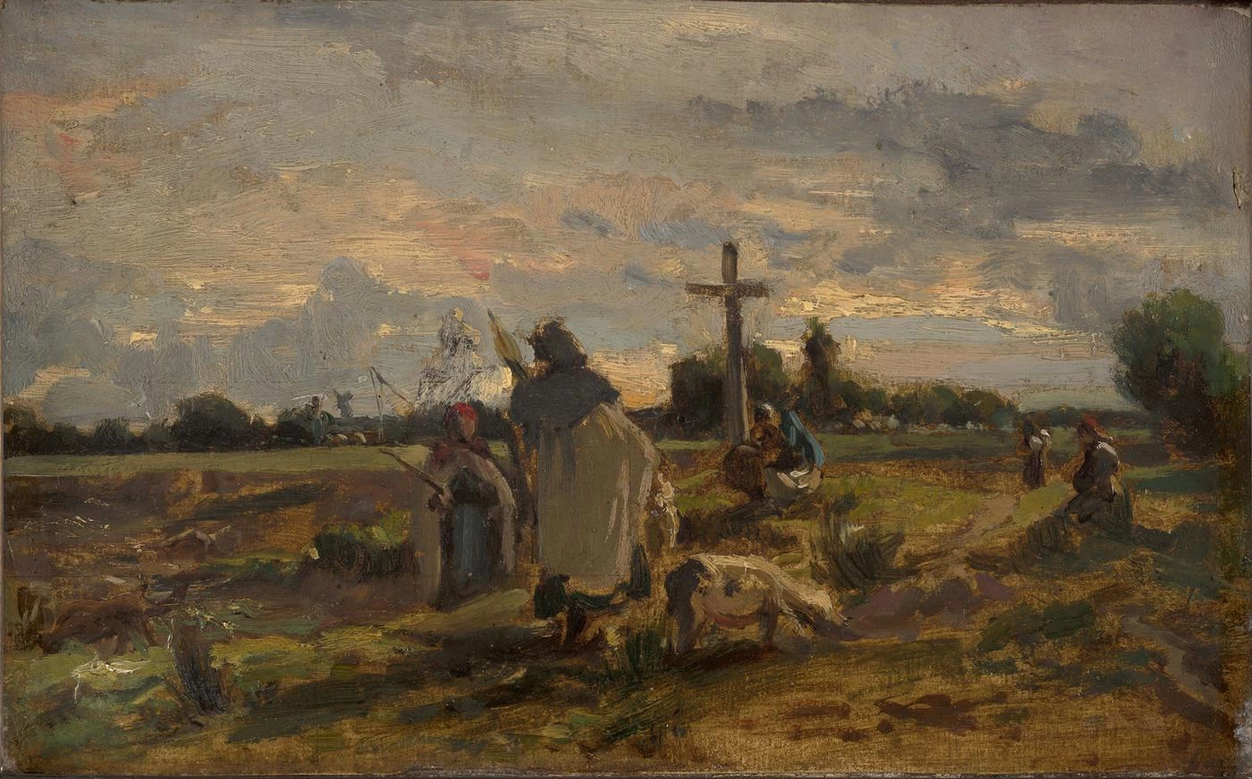 Donne vicino ad una croce al margine di un campo - Ackland Art Museum (University of North Carolina)